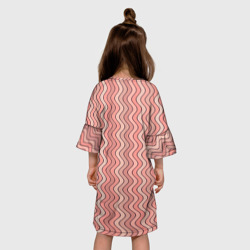 Платье с принтом Волнистые линии персиковый для ребенка, вид на модели сзади №2. Цвет основы: белый