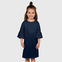 Платье с принтом Тёмный синий паттерн узоры для ребенка, вид на модели спереди №3. Цвет основы: белый