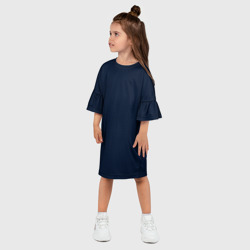 Платье с принтом Тёмный синий паттерн узоры для ребенка, вид на модели спереди №2. Цвет основы: белый
