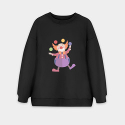 Женский свитшот oversize без начеса хлопок Клоун-жонглер 