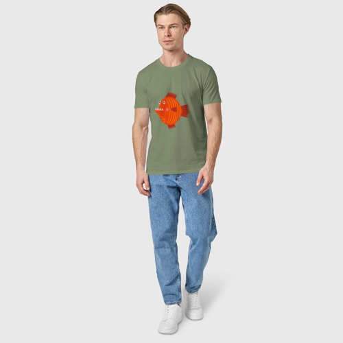 Мужская футболка хлопок с принтом Зубастая рыба, вид сбоку #3