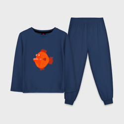 Зубастая рыба – Детская пижама с лонгсливом хлопок с принтом купить