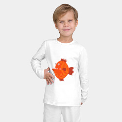 Пижама с принтом Зубастая рыба для ребенка, вид на модели спереди №2. Цвет основы: белый