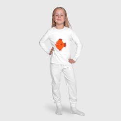 Пижама с принтом Зубастая рыба для ребенка, вид на модели спереди №4. Цвет основы: белый