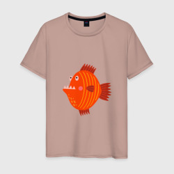 Зубастая рыба – Мужская футболка хлопок с принтом купить со скидкой в -20%