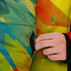 Куртка с принтом абстракция цветение акрил для мужчины, вид на модели спереди №3. Цвет основы: черный
