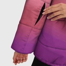 Куртка с принтом Абстракция градиент на закате дня для женщины, вид на модели спереди №4. Цвет основы: черный