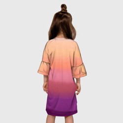 Платье с принтом Абстракция градиент на закате дня для ребенка, вид на модели сзади №2. Цвет основы: белый
