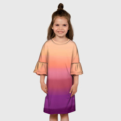 Платье с принтом Абстракция градиент на закате дня для ребенка, вид на модели спереди №3. Цвет основы: белый
