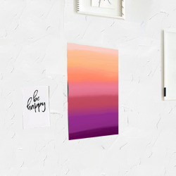 Постер с принтом Абстракция градиент на закате дня для любого человека, вид спереди №3. Цвет основы: белый
