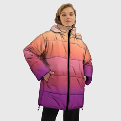 Куртка с принтом Абстракция градиент на закате дня для женщины, вид на модели спереди №2. Цвет основы: черный