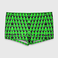 Мужские купальные плавки 3D Чёрно-зелёный паттерн