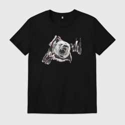 Мужская футболка хлопок Медведь рвётся наружу со шрамом на спине