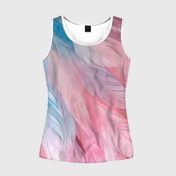 Женская майка 3D Пастельно-голубые и розовые перья