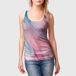 Женская майка 3D Пастельно-голубые и розовые перья - фото 2