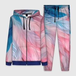 Женский костюм 3D Пастельно-голубые и розовые перья
