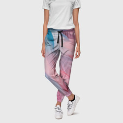 Пастельно-голубые и розовые перья – Женские брюки 3D с принтом купить