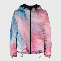 Пастельно-голубые и розовые перья – Женская куртка 3D с принтом купить со скидкой в -10%