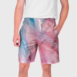 Пастельно-голубые и розовые перья – Мужские шорты 3D с принтом купить