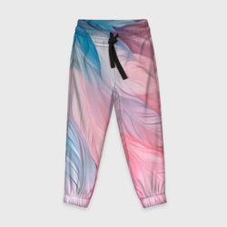 Детские брюки 3D Пастельно-голубые и розовые перья