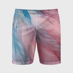 Пастельно-голубые и розовые перья – Мужские шорты спортивные с принтом купить