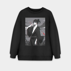 Женский свитшот oversize без начеса хлопок Ято с катаной