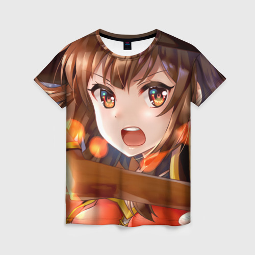 Женская футболка с принтом Konosuba Мэгумин cute, вид спереди №1