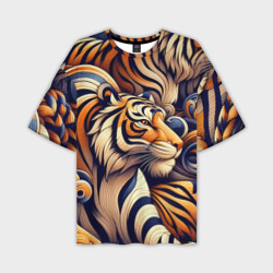 Бенгальский тигр - паттерн – Мужская футболка oversize 3D с принтом купить со скидкой в -50%