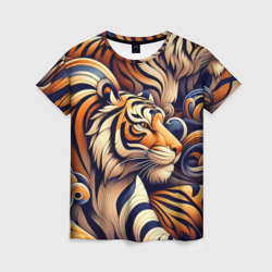 Бенгальский тигр - паттерн – Женская футболка 3D с принтом купить со скидкой в -26%