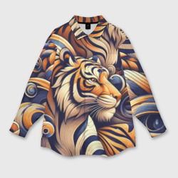 Бенгальский тигр - паттерн – Женская рубашка oversize 3D с принтом купить