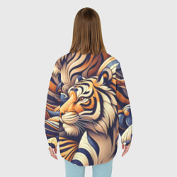 Рубашка с принтом Бенгальский тигр - паттерн для любого человека, вид сзади №2. Цвет основы: белый