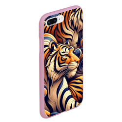 Чехол с принтом Бенгальский тигр - паттерн для любого человека, вид спереди №3. Цвет основы: розовый