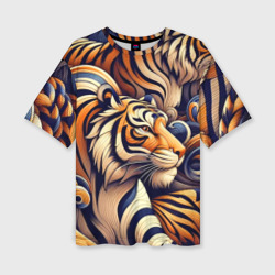 Бенгальский тигр - паттерн – Женская футболка oversize 3D с принтом купить со скидкой в -50%