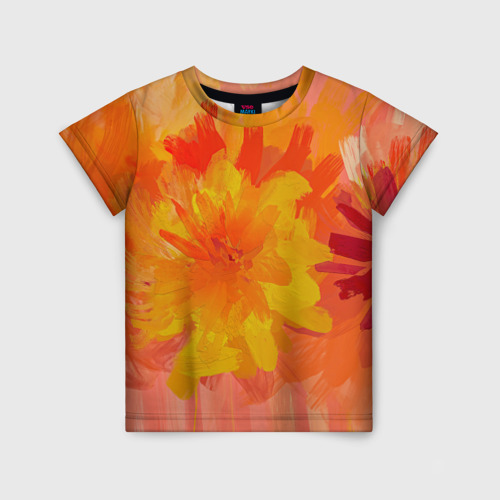 Детская футболка с принтом Абстракция цветы мастихин, вид спереди №1