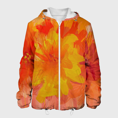 Мужская куртка с принтом Абстракция цветы мастихин, вид спереди №1