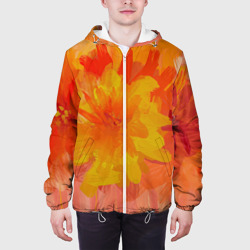 Куртка с принтом Абстракция цветы мастихин для мужчины, вид на модели спереди №3. Цвет основы: белый