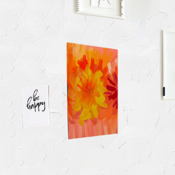 Постер с принтом Абстракция цветы мастихин для любого человека, вид спереди №3. Цвет основы: белый