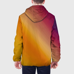 Куртка с принтом Абстракция солнечный луч для мужчины, вид на модели сзади №2. Цвет основы: белый