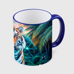 Величественный тигр среди тропических пальм  – Кружка с полной запечаткой с принтом купить