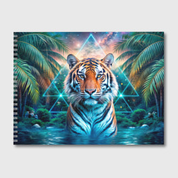 Величественный тигр среди тропических пальм  – Альбом для рисования с принтом купить со скидкой в -45%