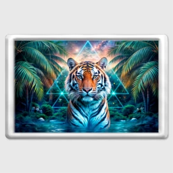 Магнит 45*70 Величественный тигр среди тропических пальм 
