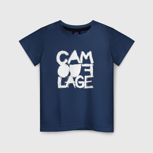 Детская футболка из хлопка с принтом Camouflage - A synthpop band from germany, вид спереди №1