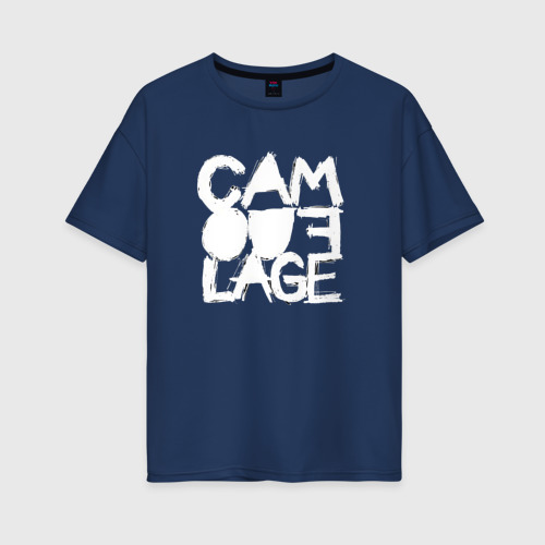 Женская футболка из хлопка оверсайз с принтом Camouflage - A synthpop band from germany, вид спереди №1