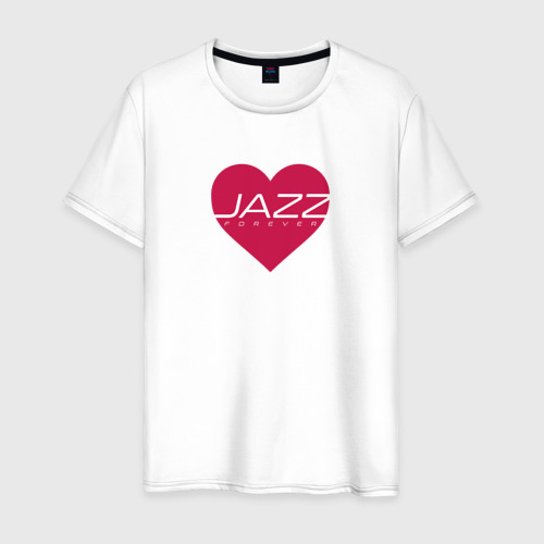 Мужская футболка из хлопка с принтом Джаз любовь навсегда, вид спереди №1