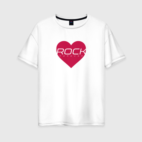 Женская футболка из хлопка оверсайз с принтом Рок любовь навсегда, вид спереди №1