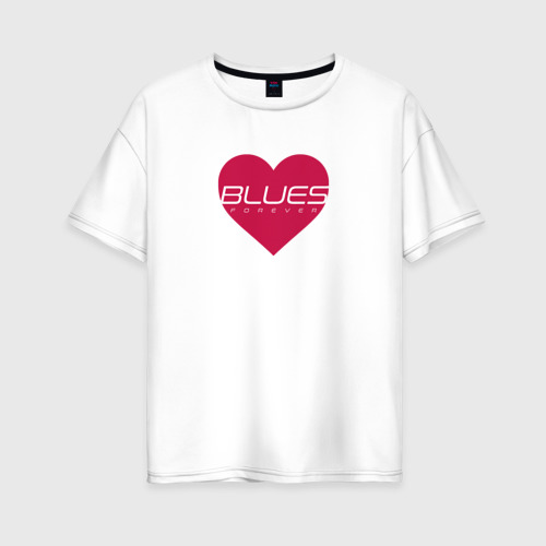 Женская футболка из хлопка оверсайз с принтом Блюз любовь навсегда, вид спереди №1