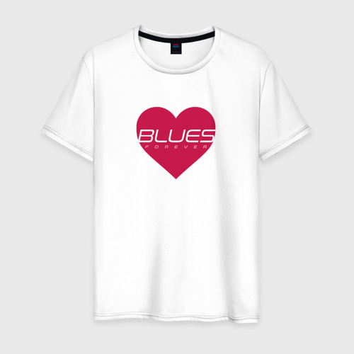Мужская футболка из хлопка с принтом Блюз любовь навсегда, вид спереди №1