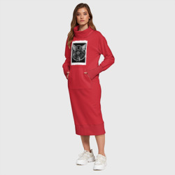 Платье с принтом Архангел для женщины, вид на модели спереди №3. Цвет основы: красный