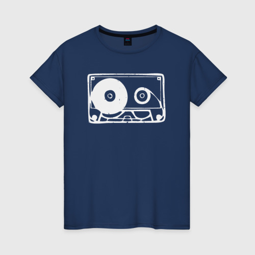 Женская футболка из хлопка с принтом Audio tape, вид спереди №1