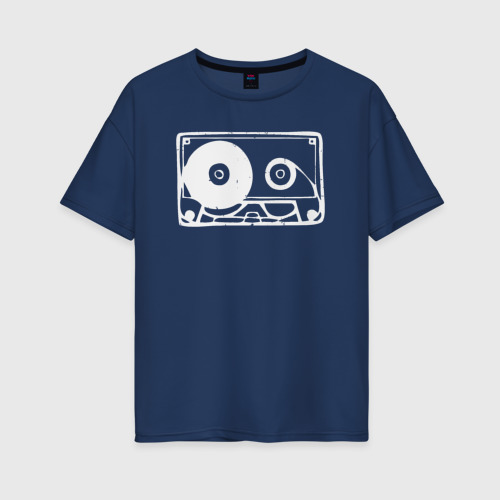 Женская футболка из хлопка оверсайз с принтом Audio tape, вид спереди №1